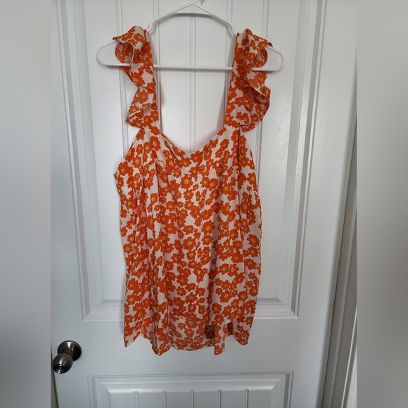 NEW! Impressions, Shaken Or Stirred Floral Tank In Orange, NWT, Size 1X - Picture 4 of 4